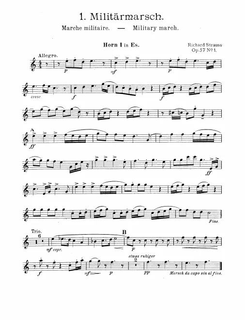 Horn 1, 2, 3, 4 (E♭, F), 5, 6 (C)