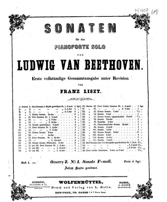 Heft 1. Piano Sonata No.1, Op.2 No.1