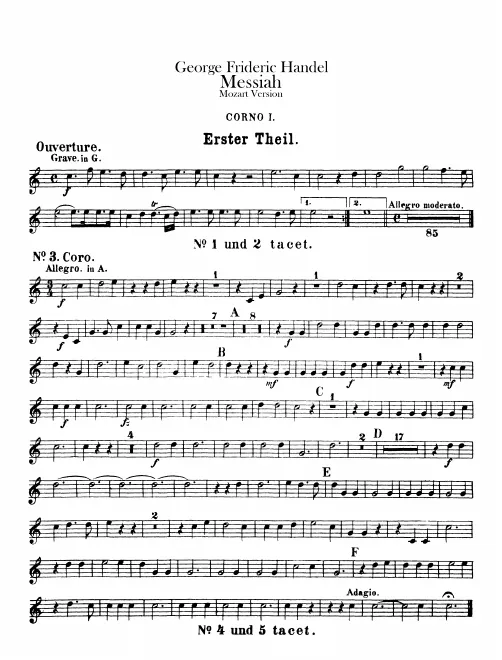 Horn 1, 2 (G, A, B♭, D, C, F, E♭)
