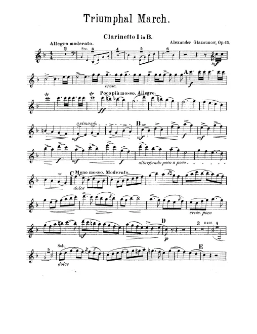 Clarinet 1, 2, 3, Bass Clarinet (B♭)
