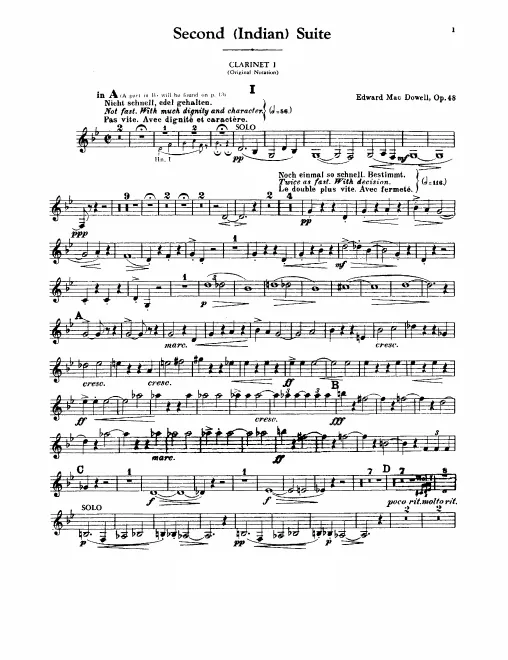 Clarinet 1, 2 (A/B♭, also transposed to B♭)