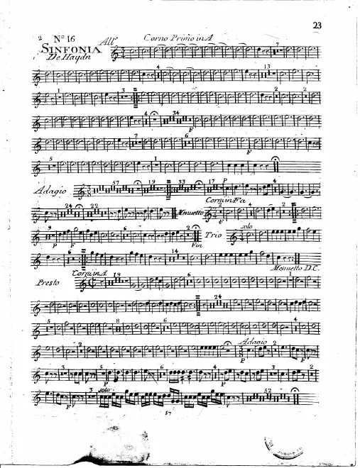 Horn 1, 2 (A/F♯/E♯)