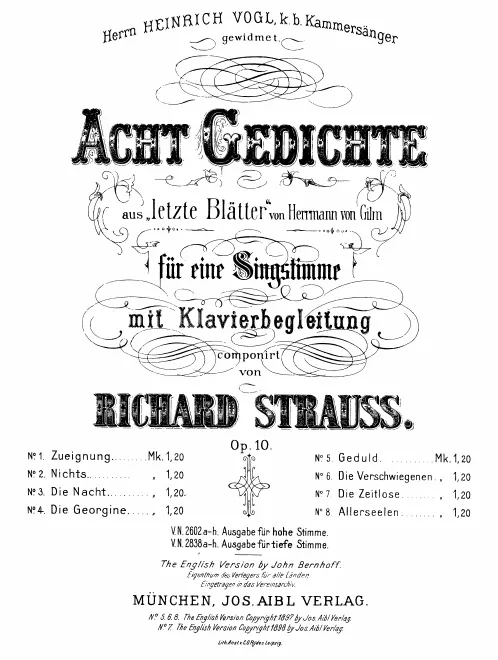 Complete Score (original / high voice, D major)
