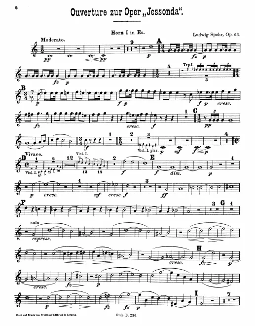 Horn 1, 2, 3, 4 (E♭, E♭, B/B♭/E♭, B/B♭/E♭)
