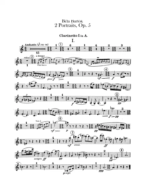 Clarinet 1, 2 (2nd also Bass Clarinet, A, B♭)