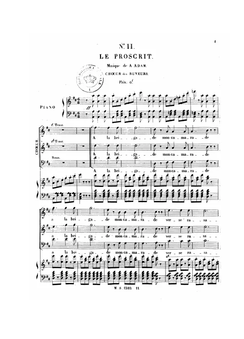 No.11, Chœur des buveurs: "À la brigade mon camarade"