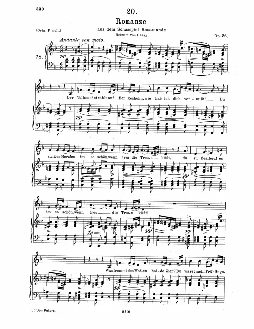 Complete Score (Very low voice, transposed to D minor)