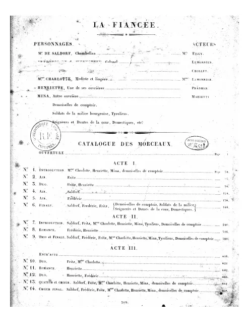Table of Contents Overture Act I (No.1)