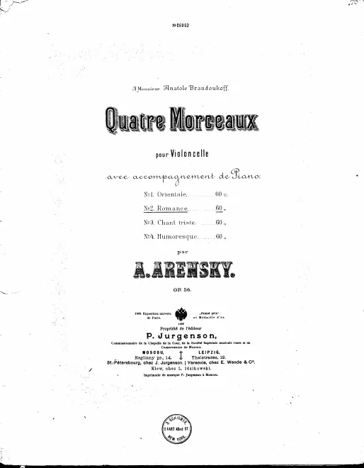 2. Romance - Score and Cello Part