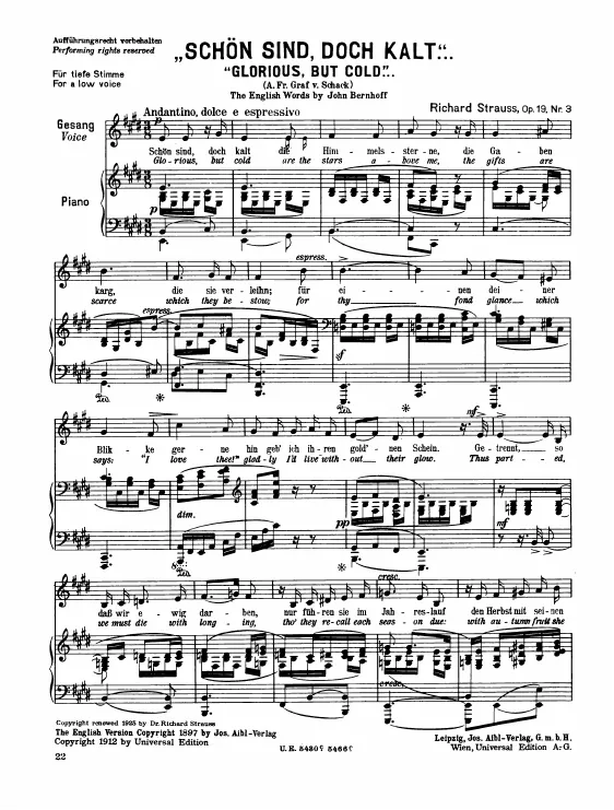 Complete Score (Low Voice, transposed to E major)