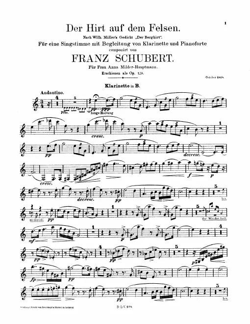 Clarinet (B♭) Part (monochrome)