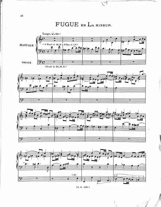 First page of Fugue in A minor