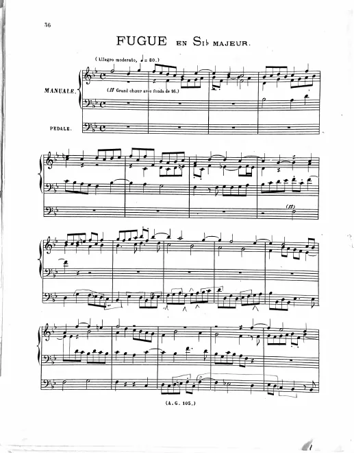 First page of Fugue in B-flat major