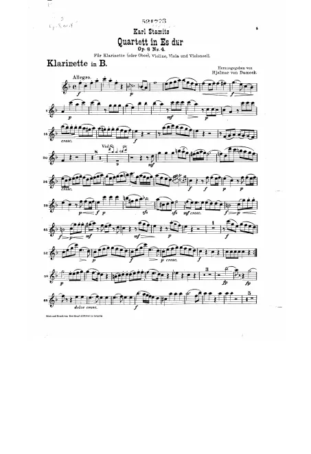 First page of Quartet No.4 in E-flat major
