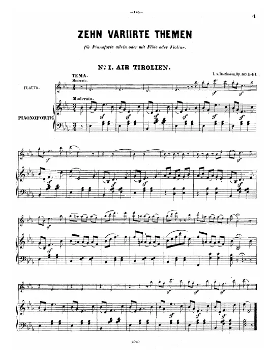 First page of 10 National Folksongs with Variations