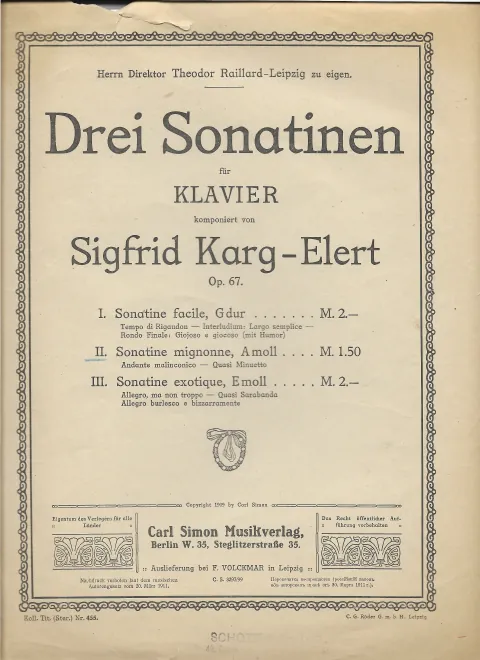 First page of Three Sonatines for piano, Op.67