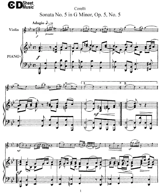 First page of Violin Sonata in G minor