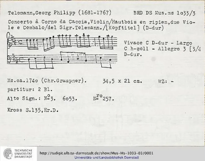 First page of Horn Concerto in D major