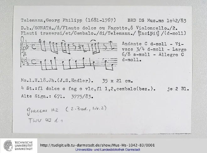 First page of Sonata à quattro