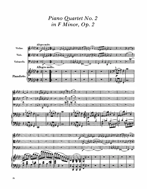First page of Piano Quartet No.2