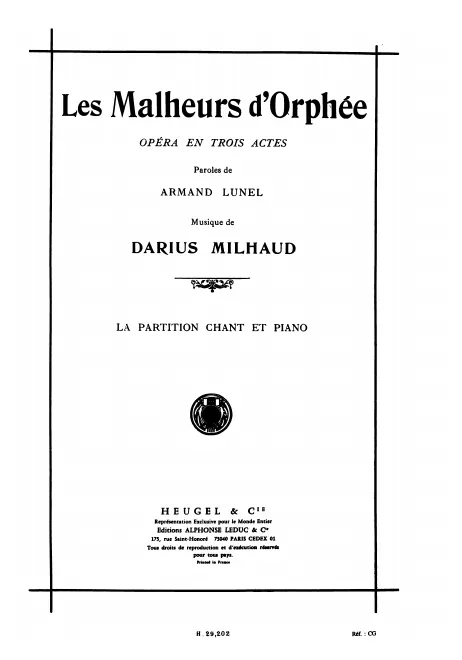 First page of Les Malheurs d'Orphée