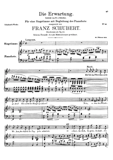 First page of Die Erwartung