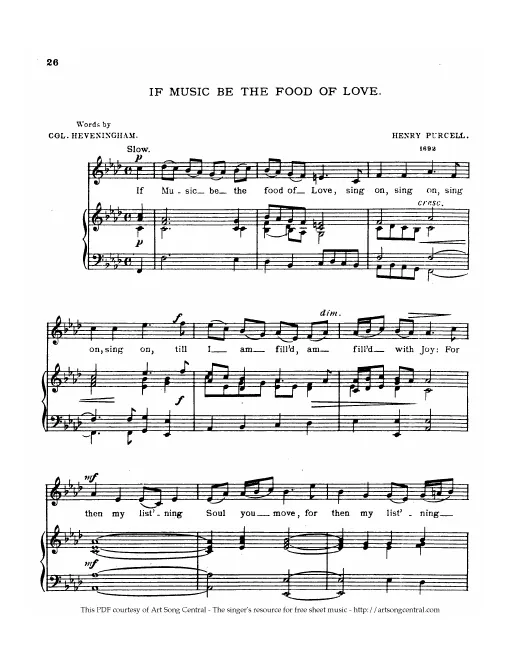 First page of If Music Be the Food of Love