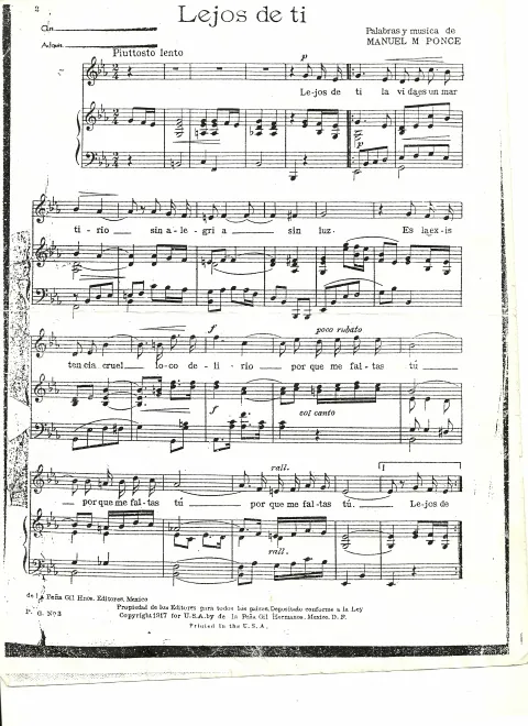 First page of Lejos de ti