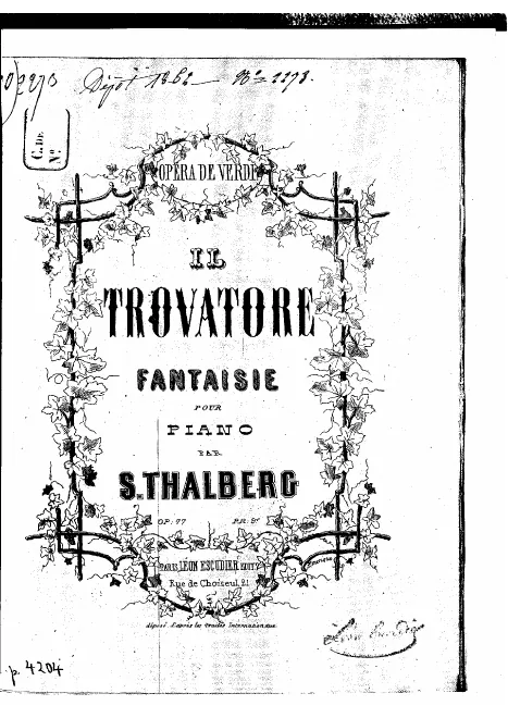 First page of Fantasia on Verdi's 'Il Travatore', Op.77