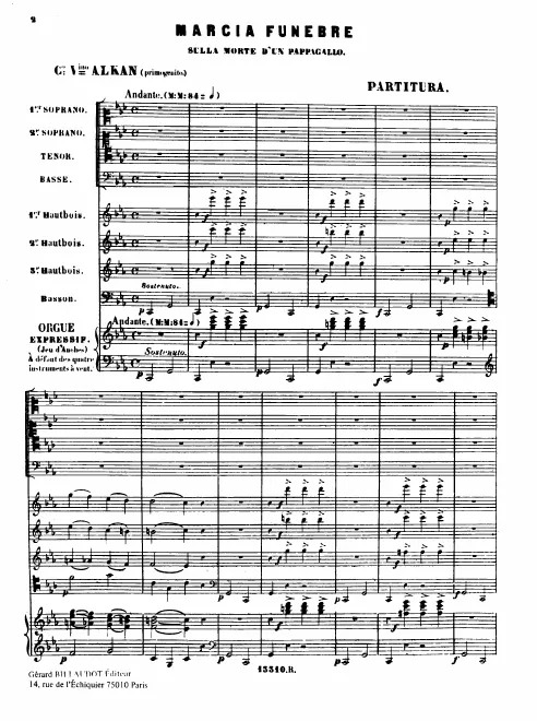 First page of Marcia funèbre, sulla morte d'un Pappagallo