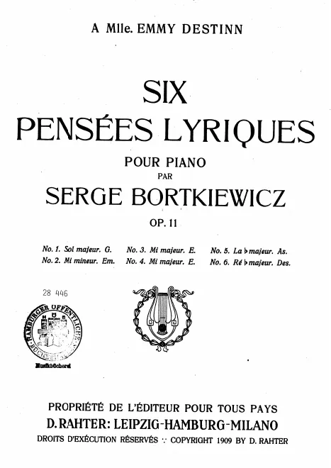 First page of 6 Pensees Lyriques