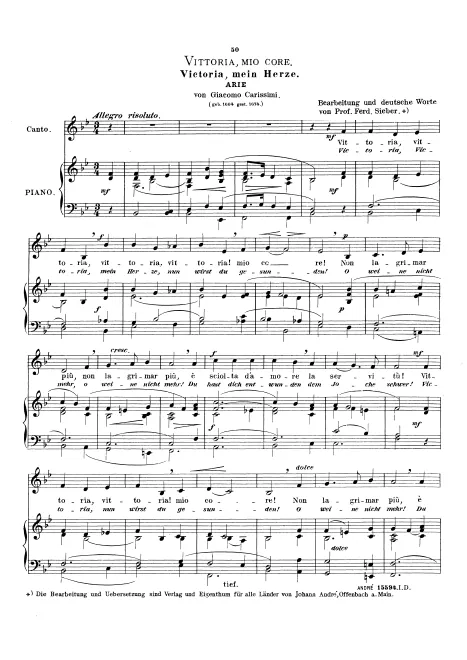 First page of Vittoria, mio core