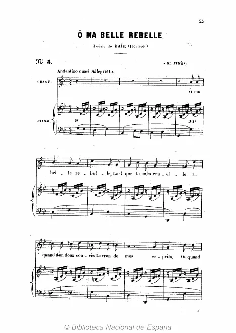 First page of Ô ma belle rebelle