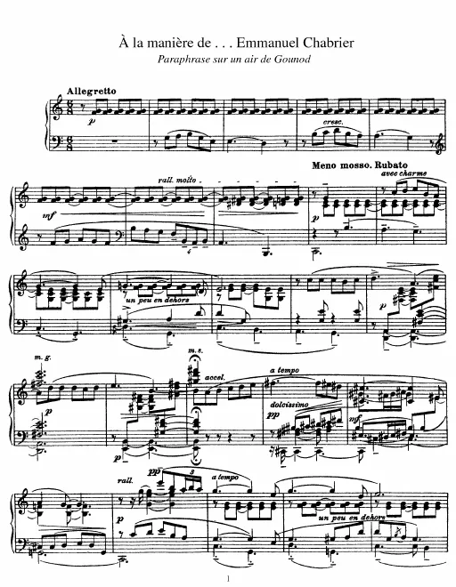 First page of À la manière de Chabrier