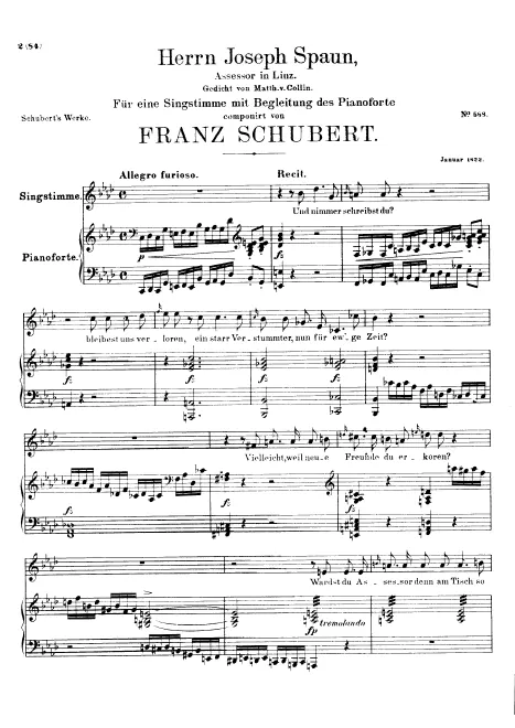 First page of Herrn Josef Spaun, Assessor in Linz