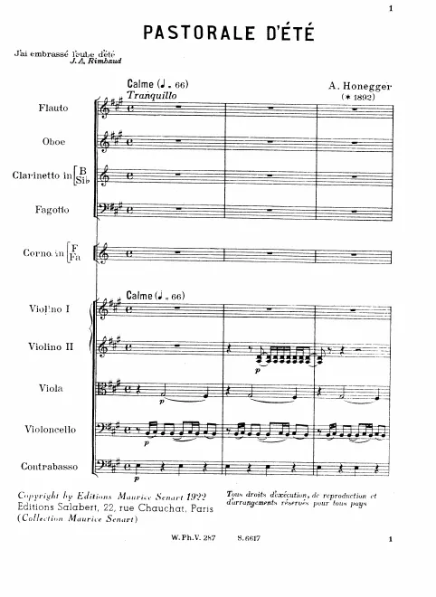 First page of Pastorale d'Été