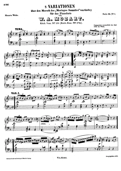 First page of 8 Variations on "Dieu d'amour"