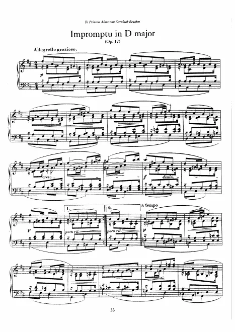 First page of Impromptu in D major