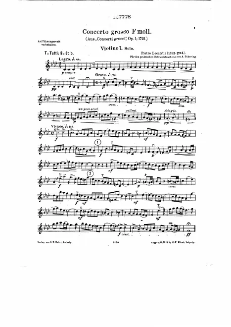 First page of Concerto Grosso VIII à cinque