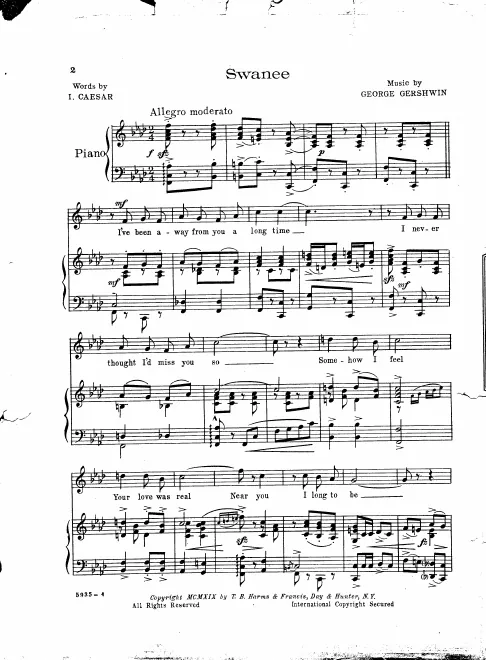 First page of Swanee
