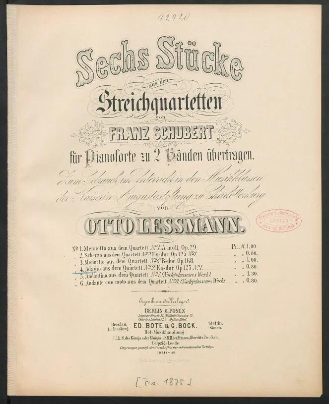 First page of String Quartet in E♭ major