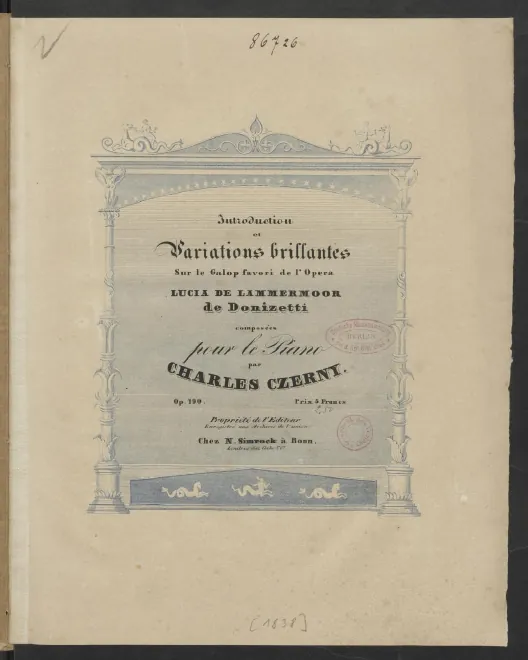 First page of Introduction et variations brillantes sur le galopp favori de l'opéra 'Lucia de Lammermoor' de Donizetti