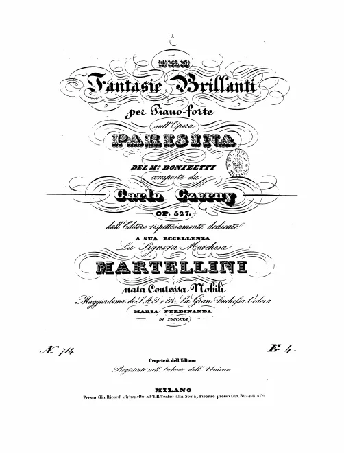 First page of 3 Fantasies on Donizetti's Opera 'Parisina'