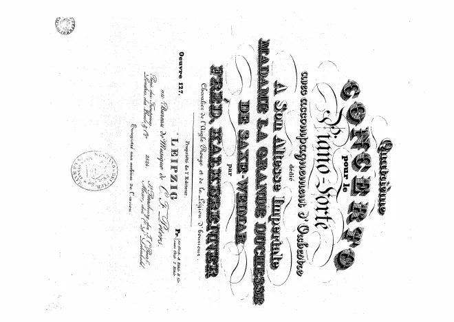 First page of Quatrième Concerto Pour le Piano forte avec accompagnament de Orchestre