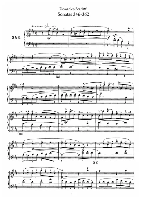 First page of Keyboard Sonata in B minor