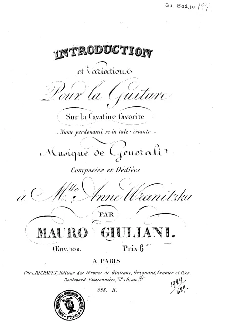 First page of Introduction et Variations