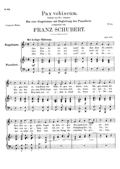 First page of Pax vobiscum