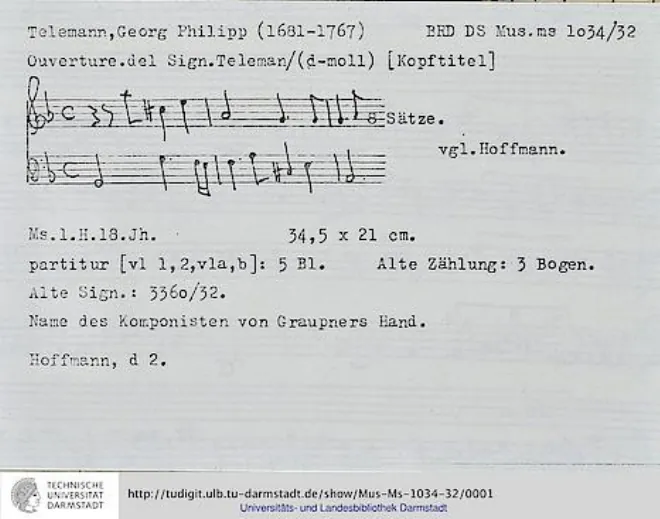 First page of Ouverture-Suite in D minor