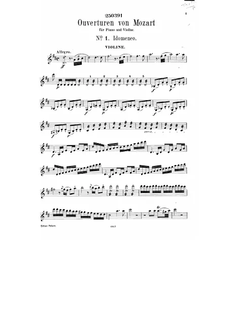 First page of Berühmte Ouverturen von Mozart, Beethoven, Weber, Mendelssohn, Bellini, Rossini