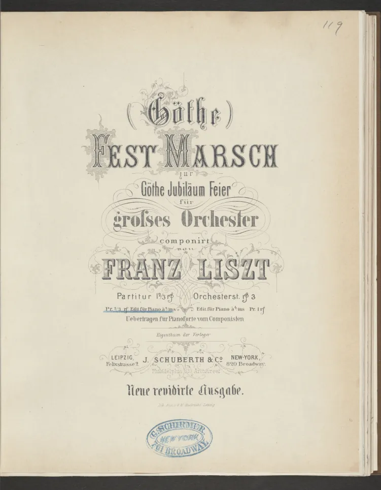 First page of Festmarsch zur Goethe-Jubiläumfeier